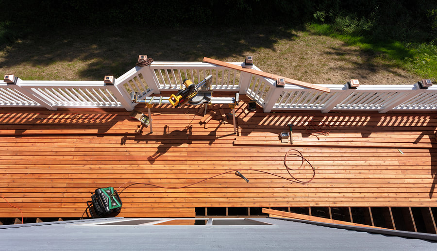 an under construction wood deck